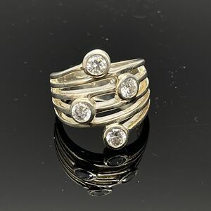 Premier Designs Inc. Cubic Zirconia Ridgeway Ring Silver Tone Wide Size 7